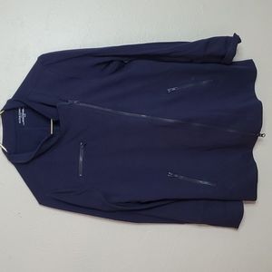 Eileen Fisher Organic Cotton Asymmetrical Zipper Moto Jacket Size LP